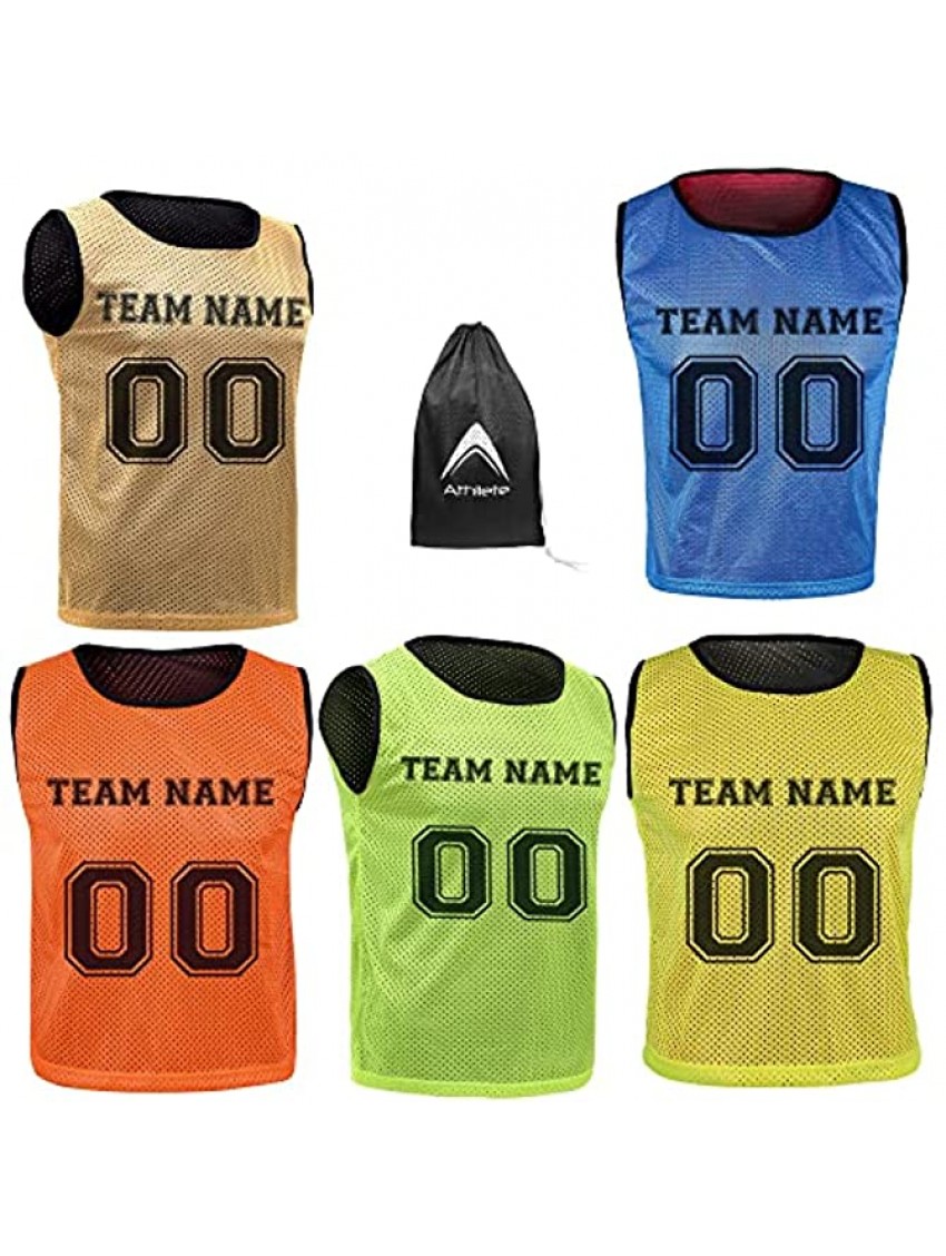 Athllete Design Your Own Scrimmage Reversible Vest Pinnies Team Practice Jerseys Top Tank with Free Carry Bag.