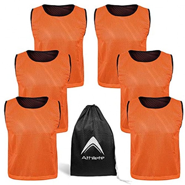 Athllete Reversible Pinnies Set of 6&12 +Free Carry Bag Basketball Soccer Training Vest Team Scrimmage Practice Jersey