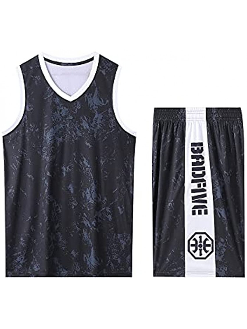 Basketball Jersey and Shorts Set 2 Pieces Breathable Fashion Print Vest and Short Pants Training Set