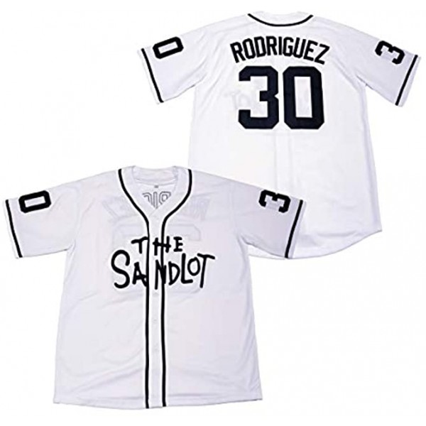 Kooy Benny The Jet Rodriguez #30 The Sandlot Movie Baseball Jersey Christmas Summer White Medium