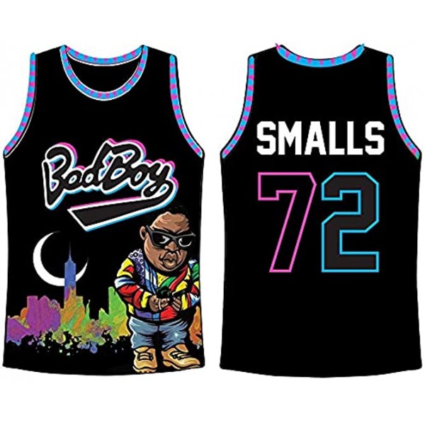 Men's Bad Boy Short Sleeves 72 Biggie Smalls Jersey 90S Hip Hop Basketball Jersey 5 Colors