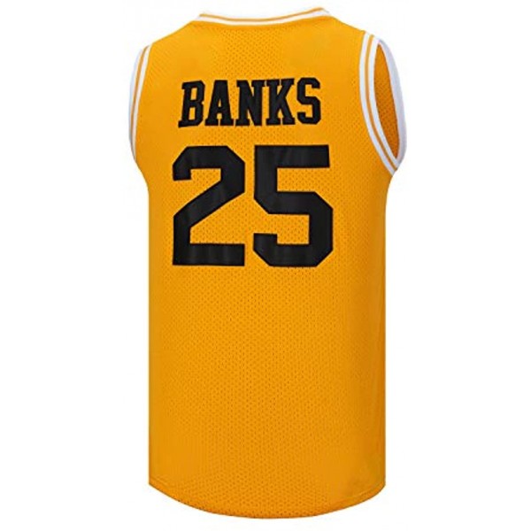 SPPOTY Mens #25 Carlton Banks Basketball Jersey 90S Hip Hop Clothing for Party