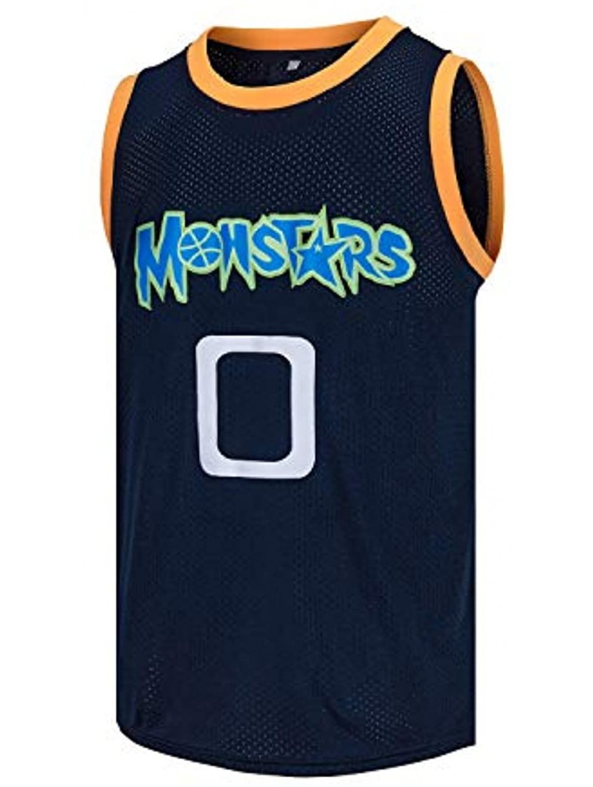 VOVIDEA Mens Basketball Jersey Alien 0 Monstars Space Movie Jersey Dark Blue