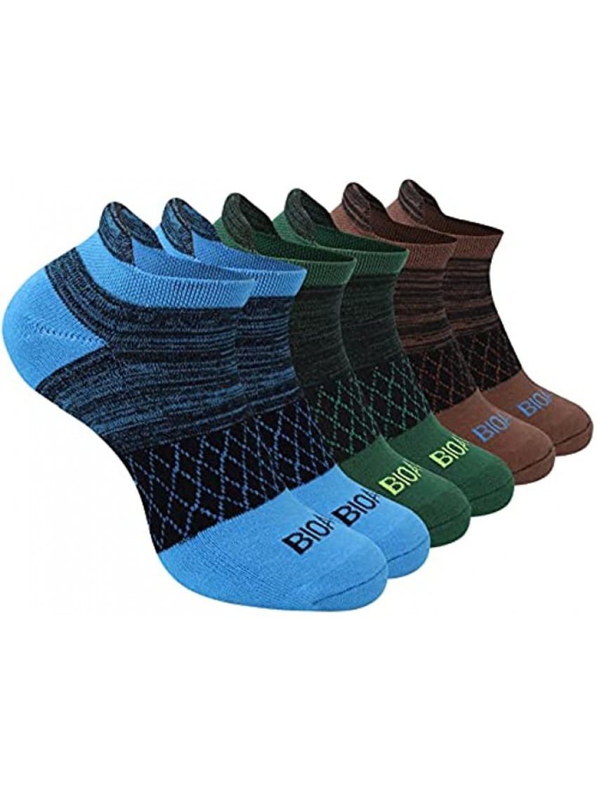 BIOAUM Cushioned Men's Ankle Socks Size 10-13 6 Pairs Cotton Athletic Sport Breathable Low Cut Socks for Running