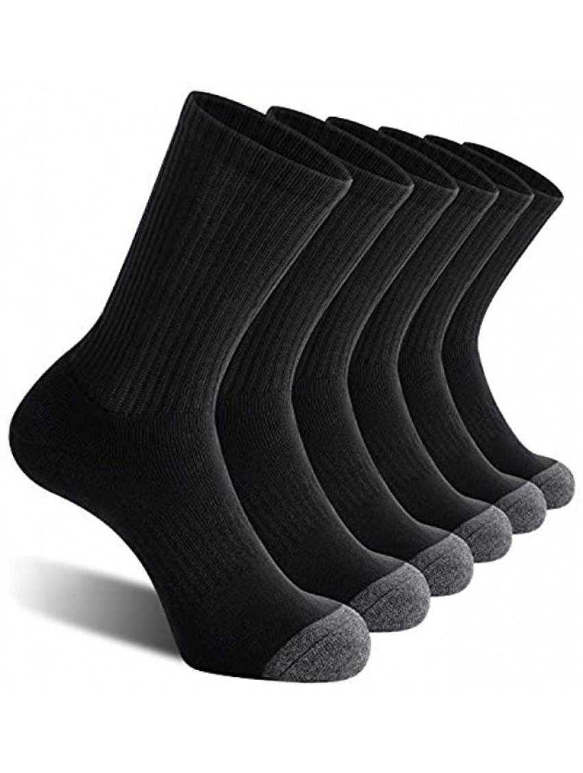 CelerSport 6 Pack Men's Athletic Crew Socks Work Boot Socks with Full Cushion