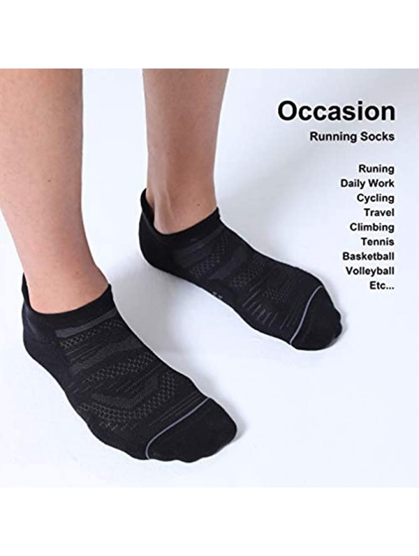 CelerSport 6 Pack Men's Running Ankle Socks with Cushion Low Cut Athletic Sport Tab Socks