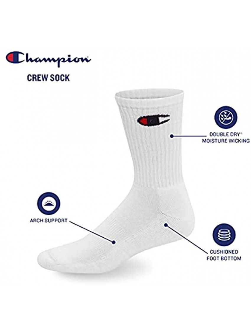 Champion mens Champion Men's Double Dry 6 Or 12 Pack Cotton-rich No Show Socks
