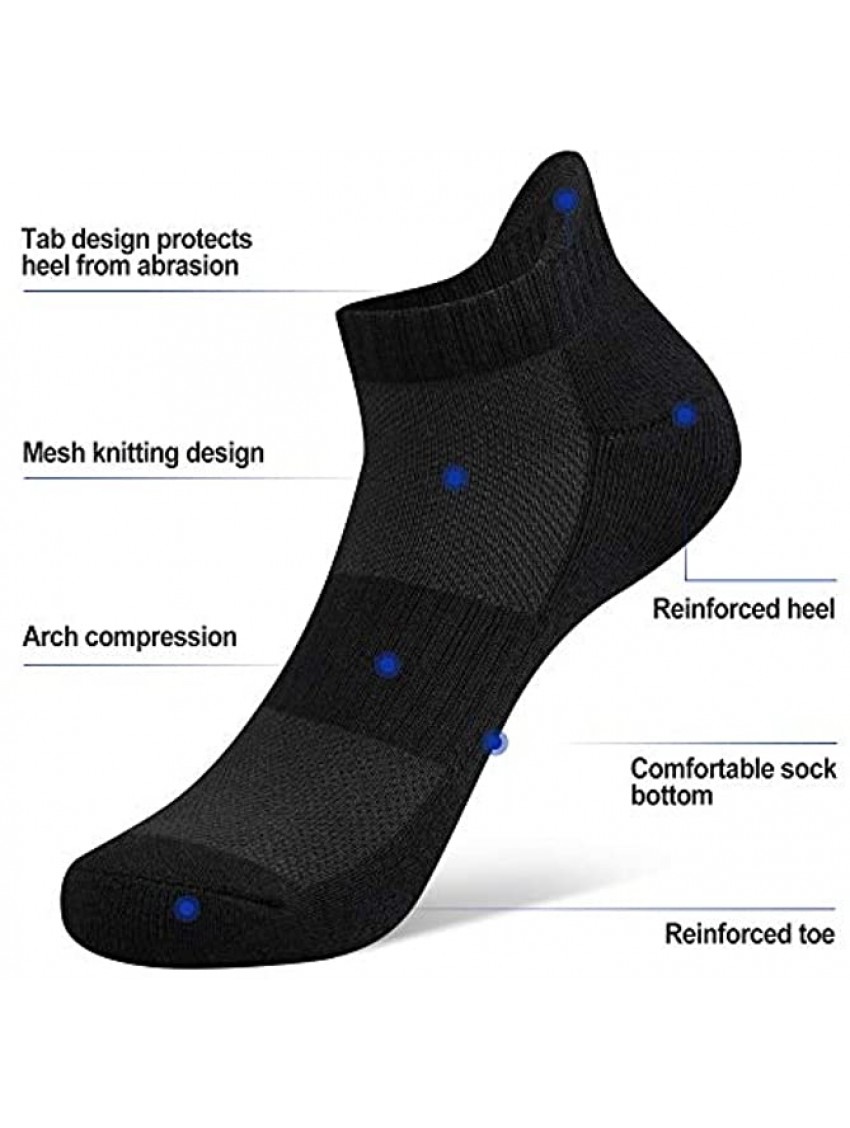 Closemate 7 Pairs Ankle Athletic Running Socks Low Cut Wicking Sport Cushion Tab Socks for Men and Women