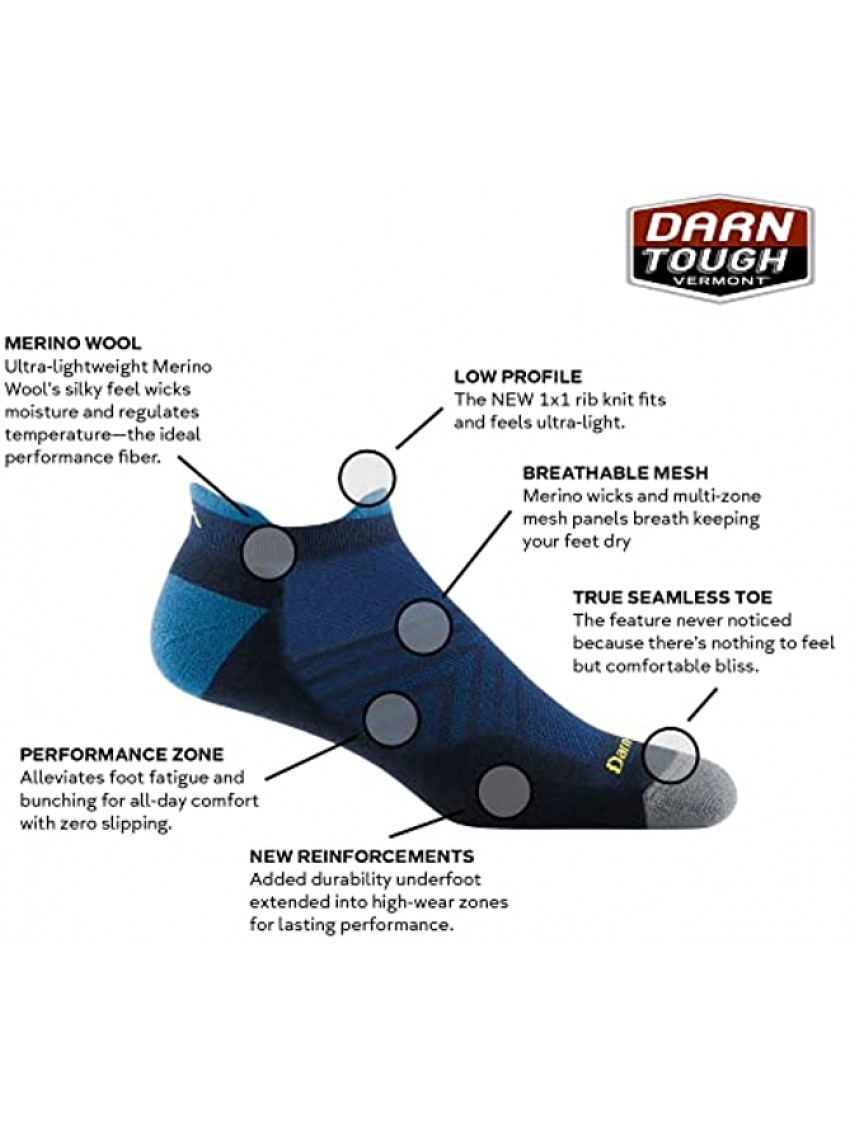 Darn Tough Style 1039 Men's No Show Tab Ultra-Lightweight with Cushion Run Sock