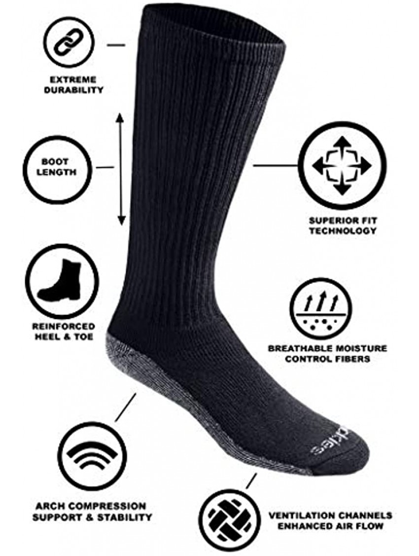 Dickies Men's Multi-Pack Dri-tech Moisture Control Boot-Length Socks