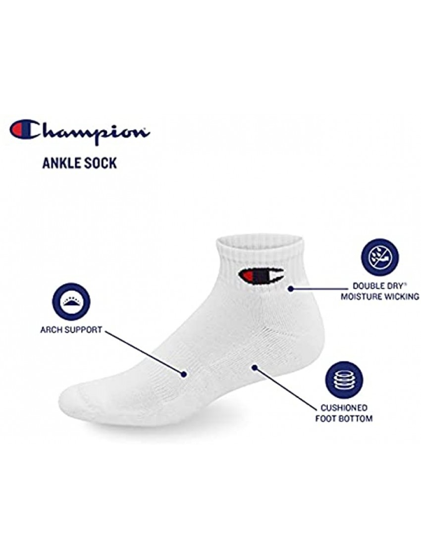 Double Dry Moisture Wicking Champion Logo 6 or 12 Pack Ankle Socks
