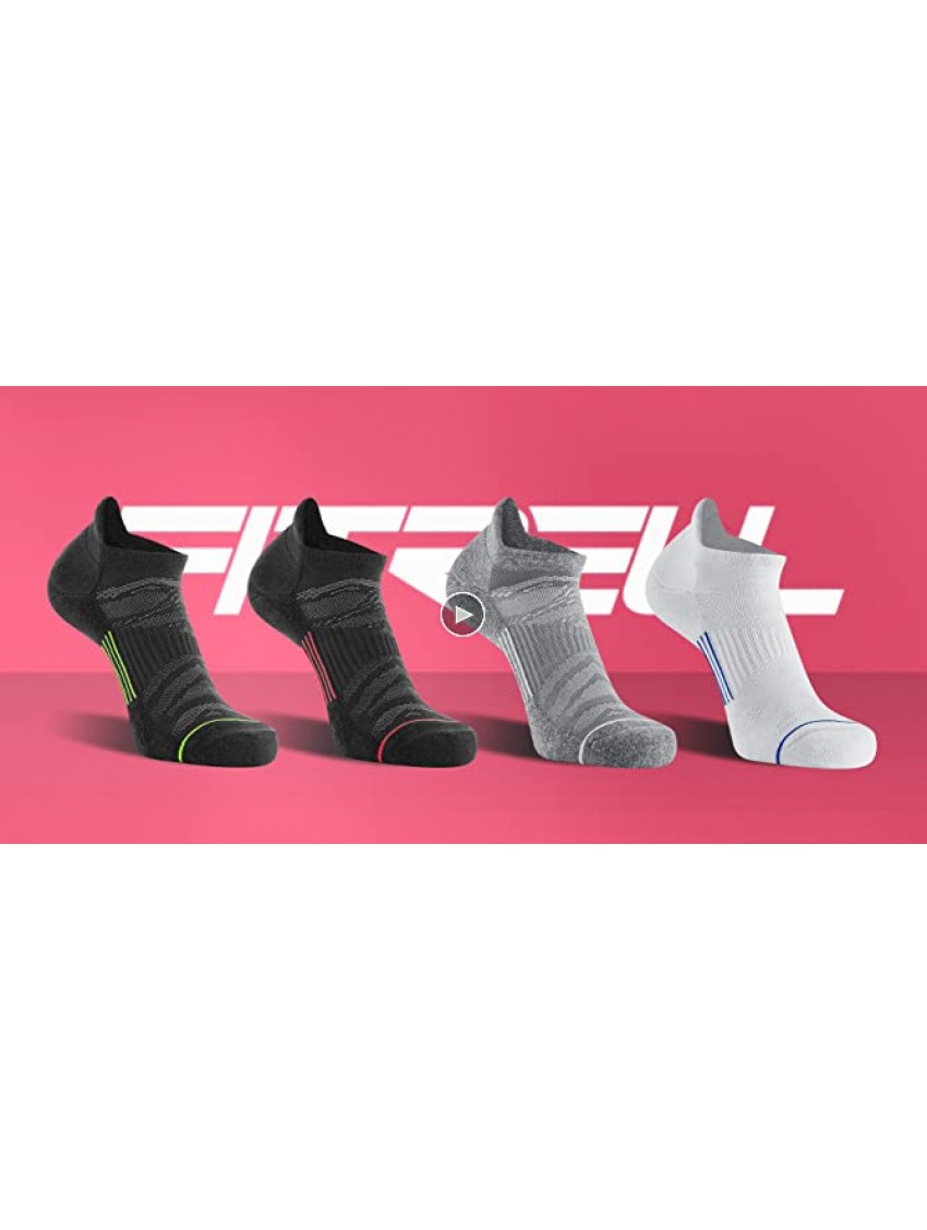 Fitrell Men's 6 Pack Ankle Running Socks Low Cut Cushioned Athletic Sports Socks 9-12 12-15