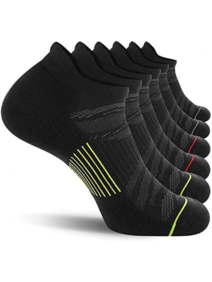 Fitrell Men's 6 Pack Ankle Running Socks Low Cut Cushioned Athletic Sports Socks 9-12  12-15