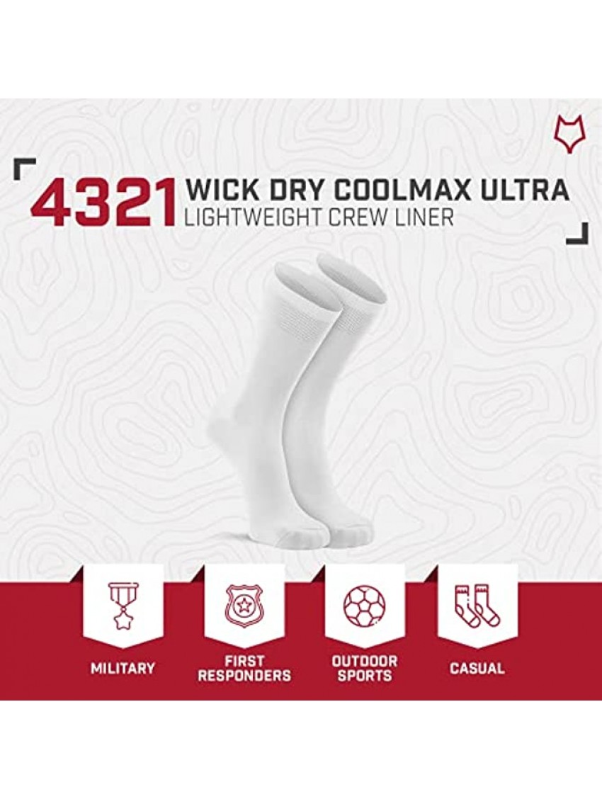 FoxRiver womens Wick Dry Coolmax Ultra-lightweight Liner Crew Socks