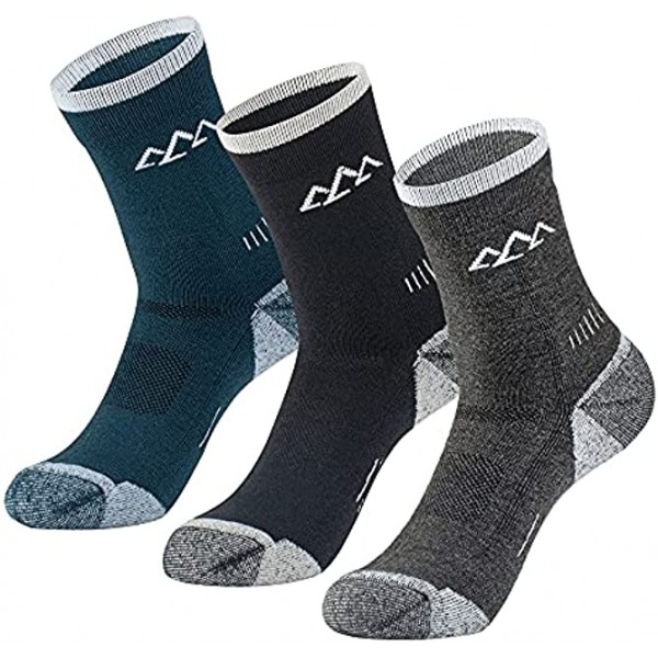 innotree 3 Pack Men's Merino Wool Hiking Socks Full Cushioned Hiking Walking Socks Moisture Wicking Quarter Crew Socks