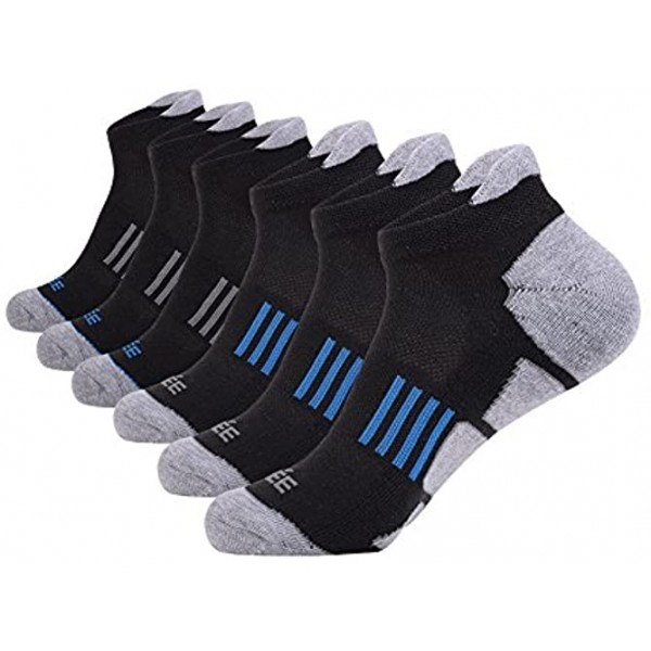JOYNÉE Men's 6 Pack Athletic No Show Performance Comfort Cushioned Low Cut Running Tab Socks