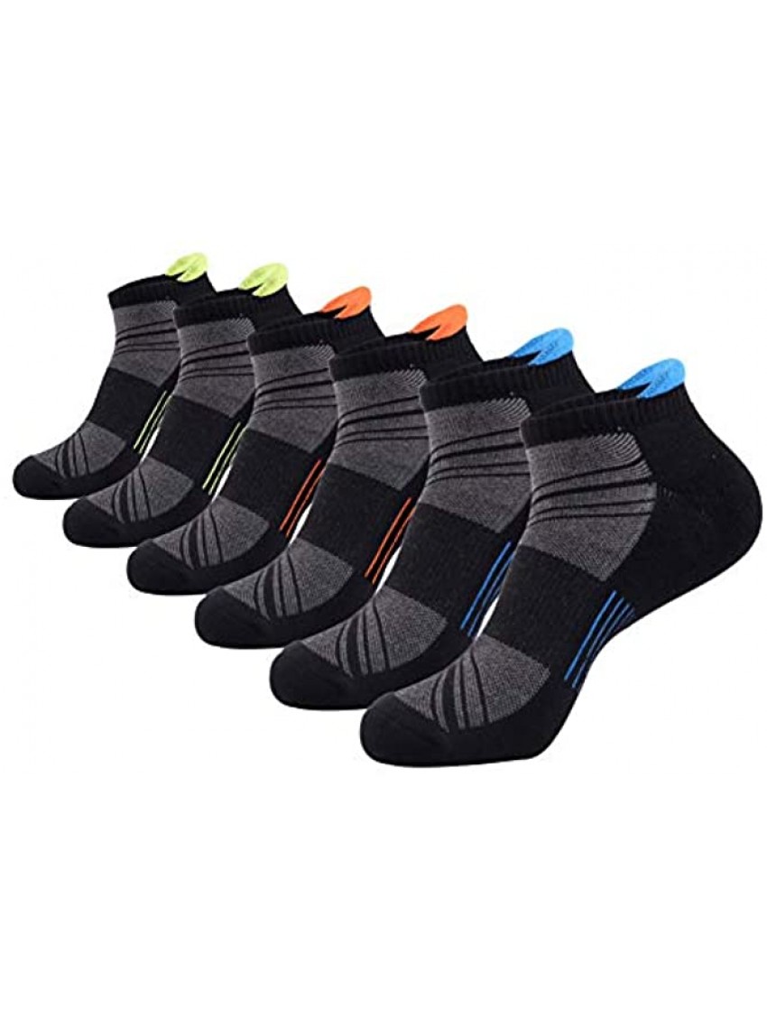 Mens Ankle Low Cut Athletic Tab Socks for Men Sport Comfort Cushion Sock 6 Pack