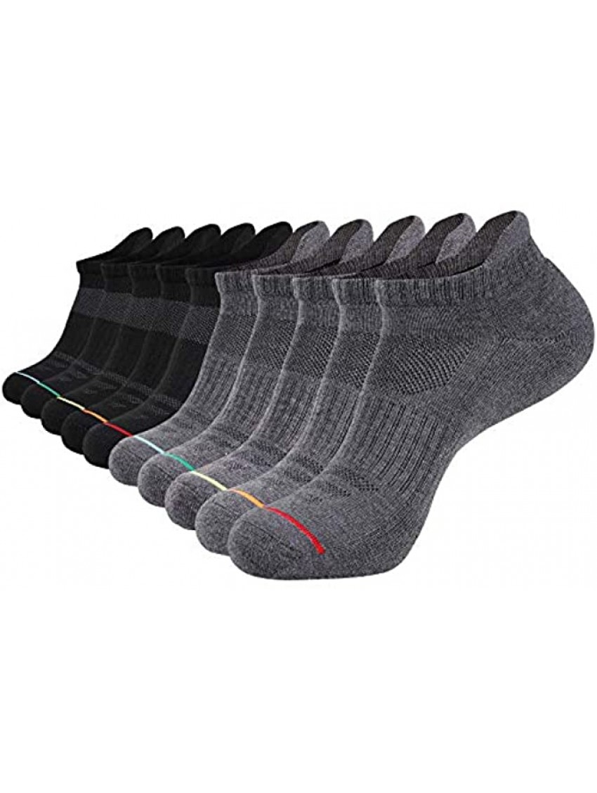 Mens Athletic Low Cut Ankle Socks Cushioned Running Sports Sock for Men 6 Pack