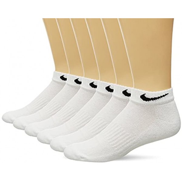 New Nike Unisex 6 Pack Band Cotton Low Cut Socks White Black Large
