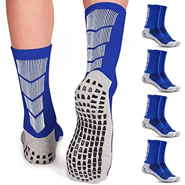 Non Slip Soccer Socks Mens | 4 Pairs | Non Skid Grip | Football Basketball Sport