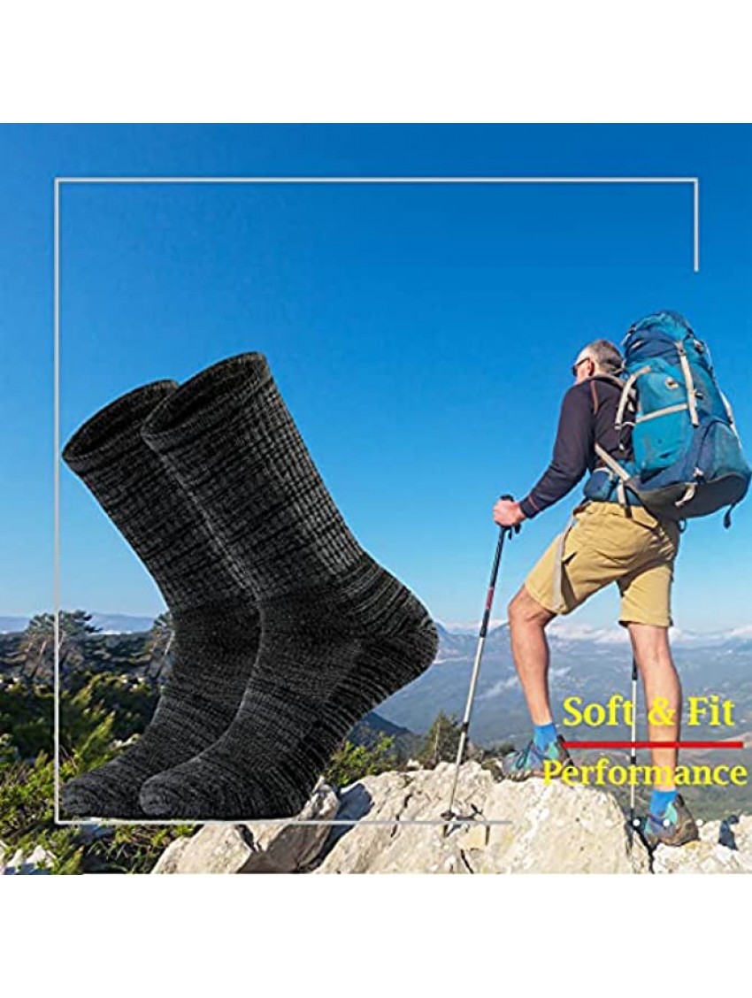Ortis Men's Merino Wool Moisture Wicking Outdoor Hiking Cushion Crew Socks 4 Pack