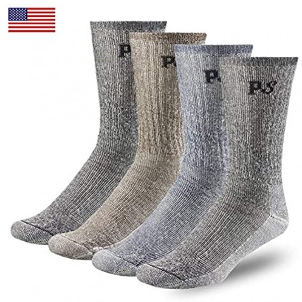 PEOPLE SOCKS Men's Women's Merino wool crew socks 4 pairs 71% premium with Arch support Made in USA