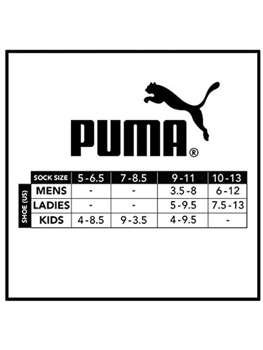 PUMA Men's 6 Pack Quarter Crew Socks