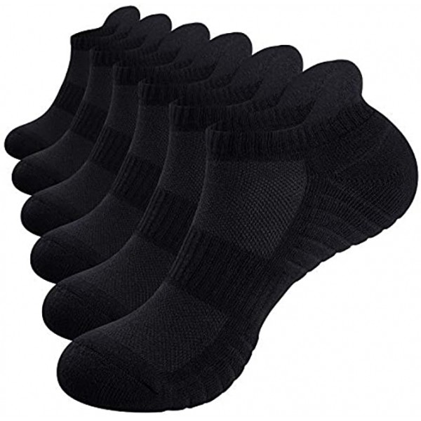 TANSTC Mens Socks 6 Pairs Running Socks Anti-Blister Cushioned Cotton Socks Breathable Athletic Socks Ankle Socks