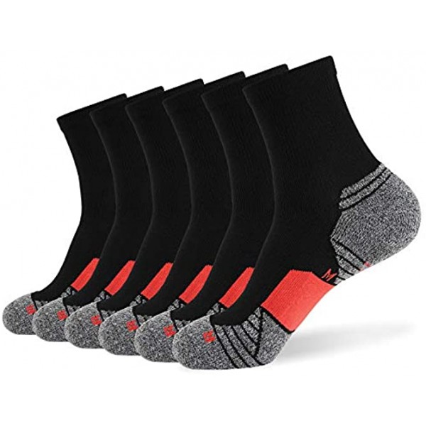 WANDER Men's Athletic Ankle Socks 6 Pairs Running Socks for Sport Low Cut Cycling Socks 6-9 10-12 12-14
