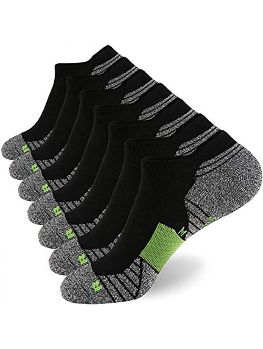 WANDER Men's Athletic Running Socks 7 Pairs Thick Cushion Ankle Socks for Men Sport Low Cut Socks 6-9 10-12 12-14