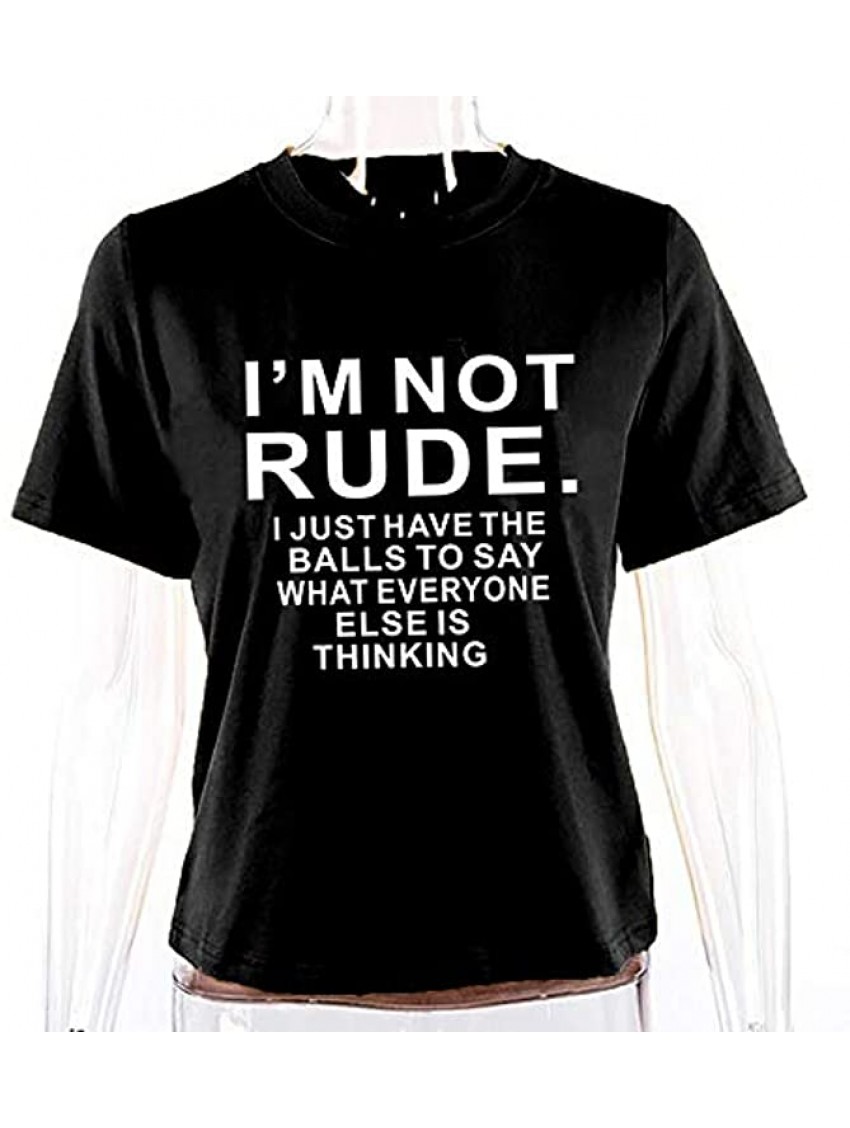 I'm Not Rude I Just Have The Balls Shirt Womens Short Sleeve T-Shirt Round Neck Cute Funny Letter Print Tees with Saying