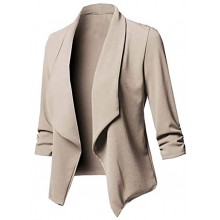 Kanzd Blazers Jacket for Women Fashion 3 4 Sleeve Open Front Lapel Blazers Casual Solid Office Work Suit Blouse Cardigan
