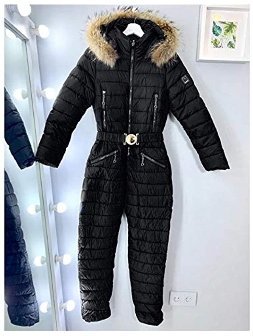 LUGOGNE Womens Ski Suit Fashion Winter Onesies Jumpsuit Zip Up Long Sleeve Fleece Pants Warm Snowsuit Sportswear