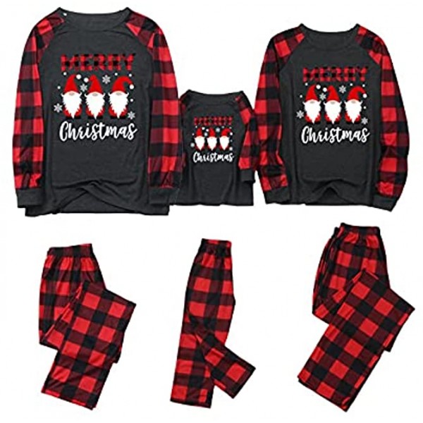Matching Family Christmas Pajamas Plaid Printed Blouse Tops+Pants Christmas Family Pajamas Matching Sets