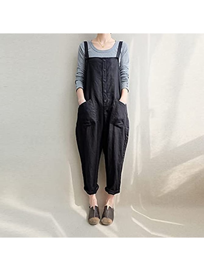 SHOPESSA Jumpsuits for Women Casual Summer Sleeveless Long Pant Rompers Baggy Overalls