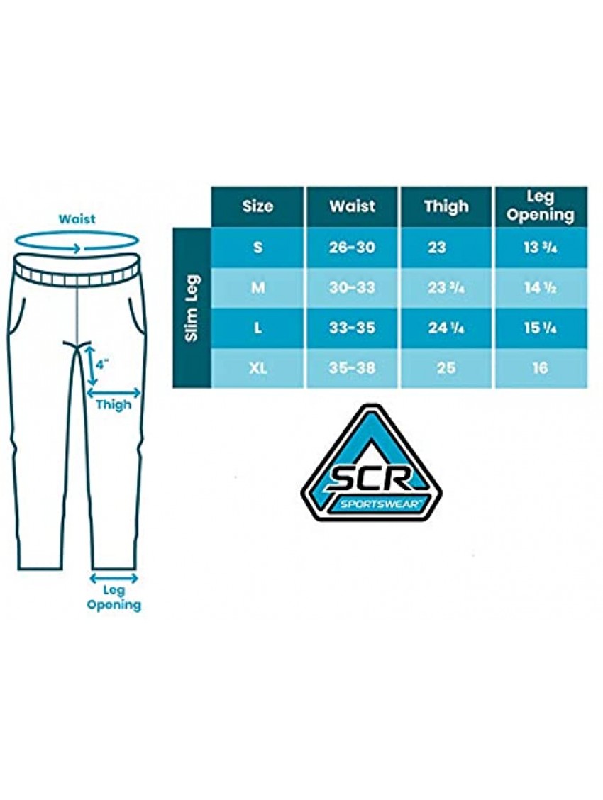 SCR SPORTSWEAR 30 33 36 Inseam Mens Sweatpants with Pockets Tapered Joggers Men Slim Fit Open Bottom Pants Tall