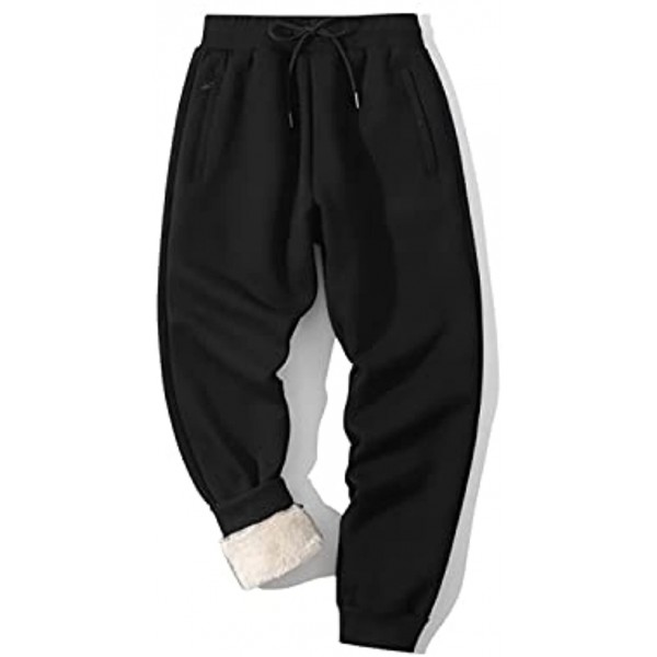 Shiyifa Men's Winter Warm Fleece Sherpa Lined Sweatpants Active Thermal Track Jogger Pants with Pockets