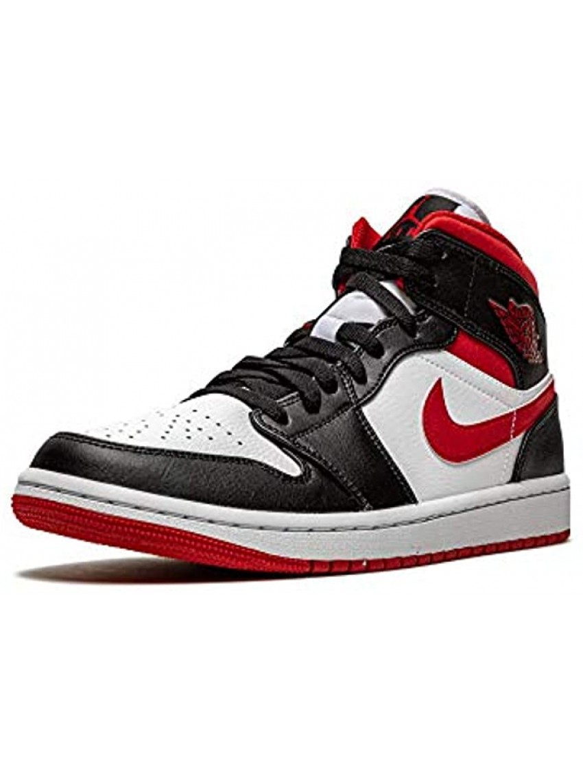 Jordan Mens Air Jordan 1 Mid Leather Synthetic White Gym Red Black Trainers 9.5 US