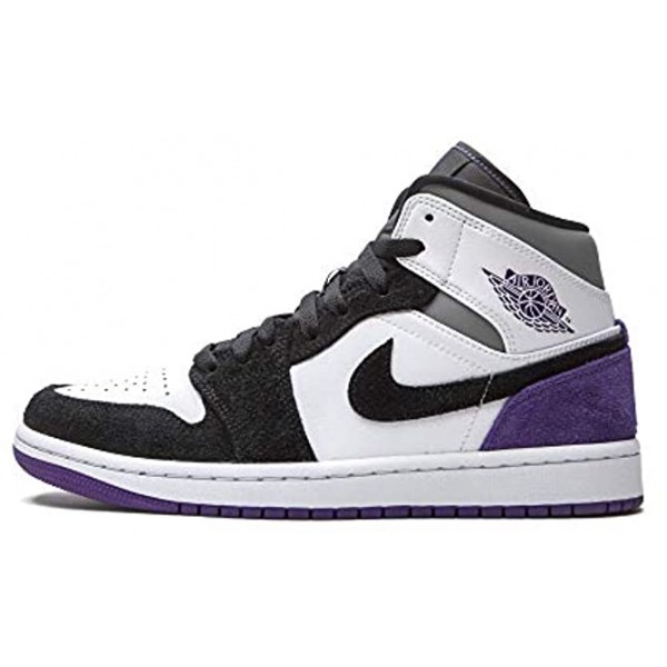 Nike Men's Air Jordan 1 Mid Se Court Purple Suede White Court Purple Black 8