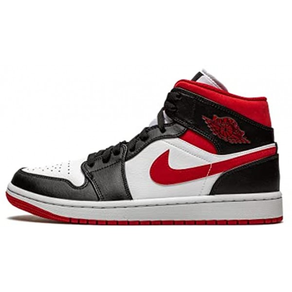 Nike Mens Air Jordan 1 Mid Sneaker Adult White Gym Red-Black 8 M US