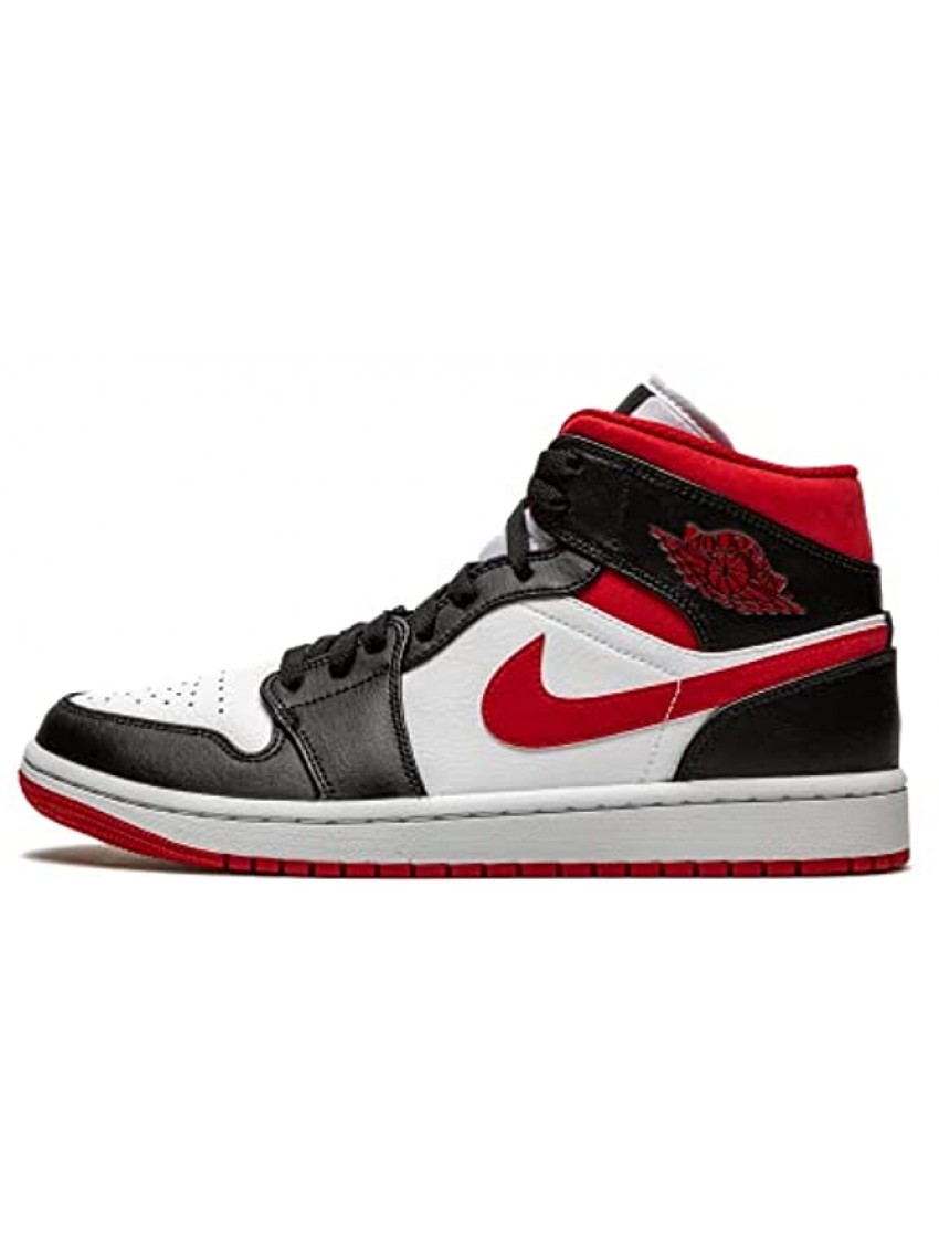 Nike Mens Air Jordan 1 Mid Sneaker Adult White Gym Red-Black 8 M US