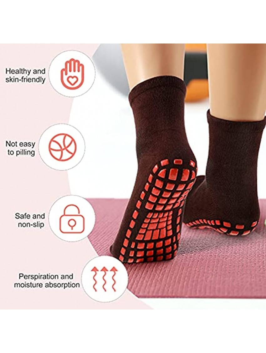 10 Pairs Non-slip Grip Socks Yoga Pilates Hospital Socks Cushioned Sole Grip Socks for Men Women Pilates Barre
