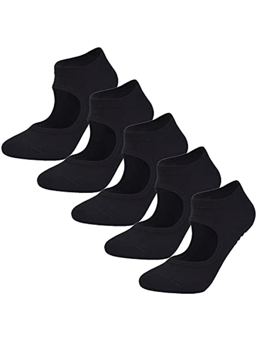 5 Pairs Non Slip Yoga Socks for Women&Girls,Non-Skid Socks for Pilates Ballet Dance Hospital Women Barefoot Workout