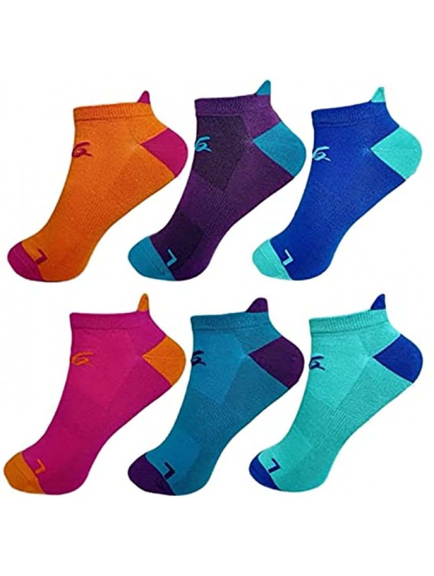 Bamboo Socks for Women Athletic Ankle Socks for Running US Size 5-10 Work Out Socks Sweat Resistant Socks Pack of 6 Pairs
