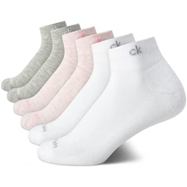 Calvin Klein Women's Athletic Sock Cushion Quarter Cut Ankle Socks 6 Pack