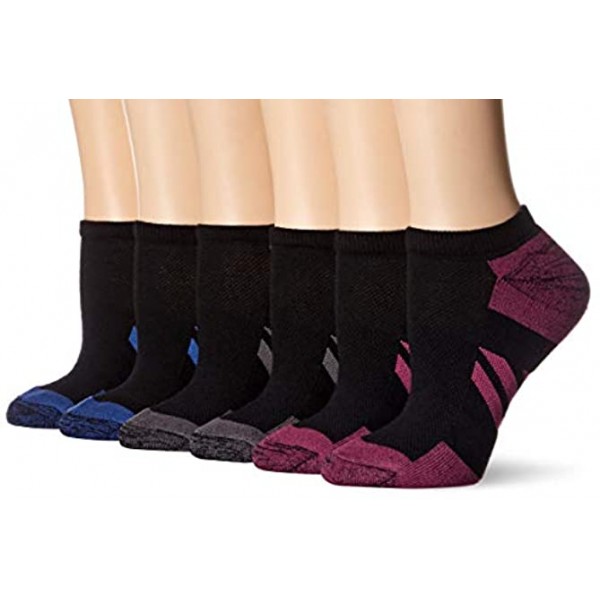 Essentials Women's 6-Pack Performance Cotton Cushioned Athletic No-Show Socks