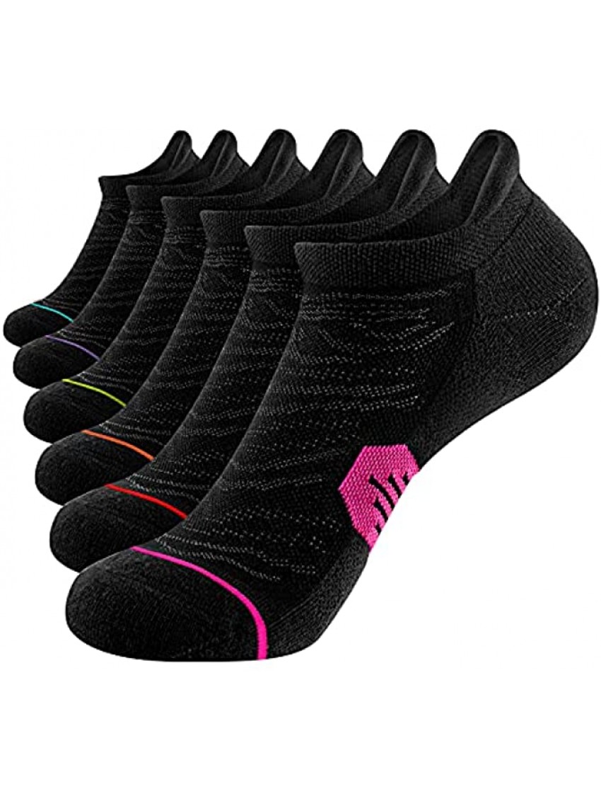 Fitrell 6 Pack Women's Ankle Running Socks Low Cut Athletic Socks With Tab