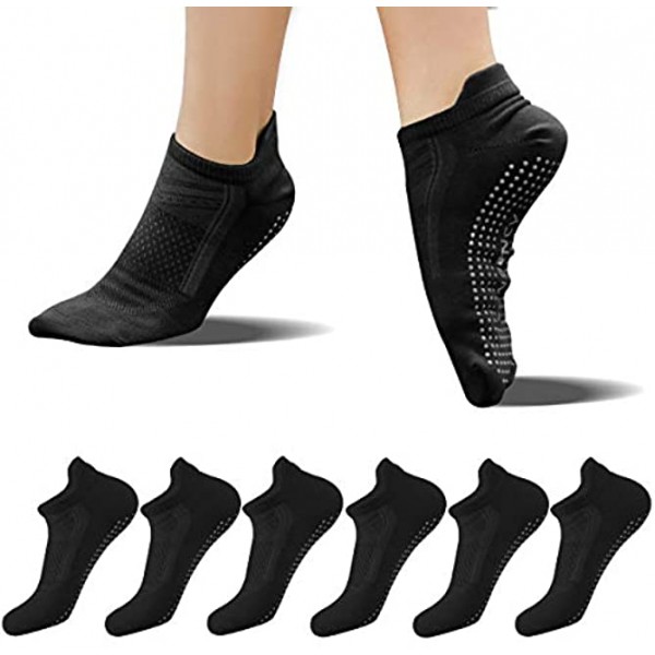 FUNDENCY Non Slip Yoga Socks for Women 6 Pairs Anti-Skid Socks for Pilates Bikram Fitness Socks with Grips