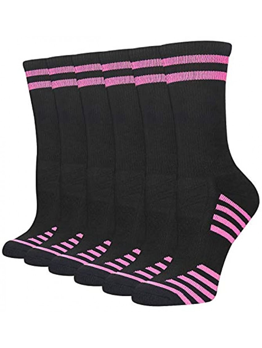 FUNDENCY Women's Athletic Crew Socks 6 Pack Running Breathable Cushion Socks with Arch Support