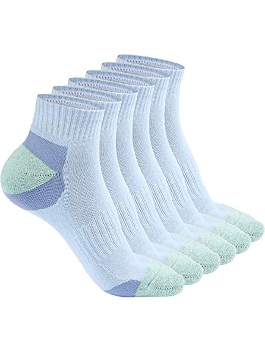 Hepsibah Womens Athletic Ankle Socks Cotton Thick Cushion Low Cut Running Sport Tab Socks 6 Pack